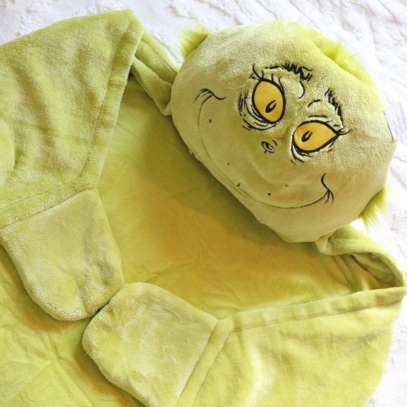 The Grinch Dr. Suess | Soft Wearable Hooded Throw Blanket Christmas Gift NWT |OS - Picture 8 of 8